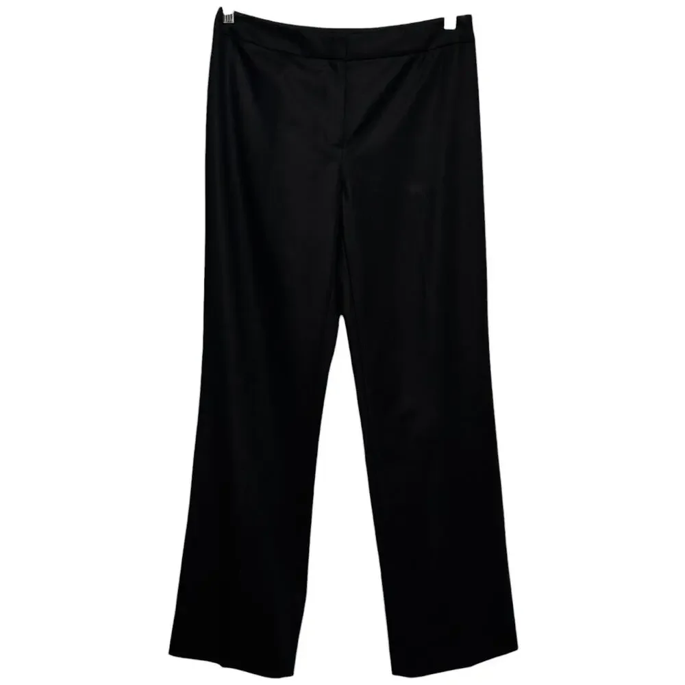 Lafayette 148 Flat Front Wide Leg Dress Pants Black Petite 8
